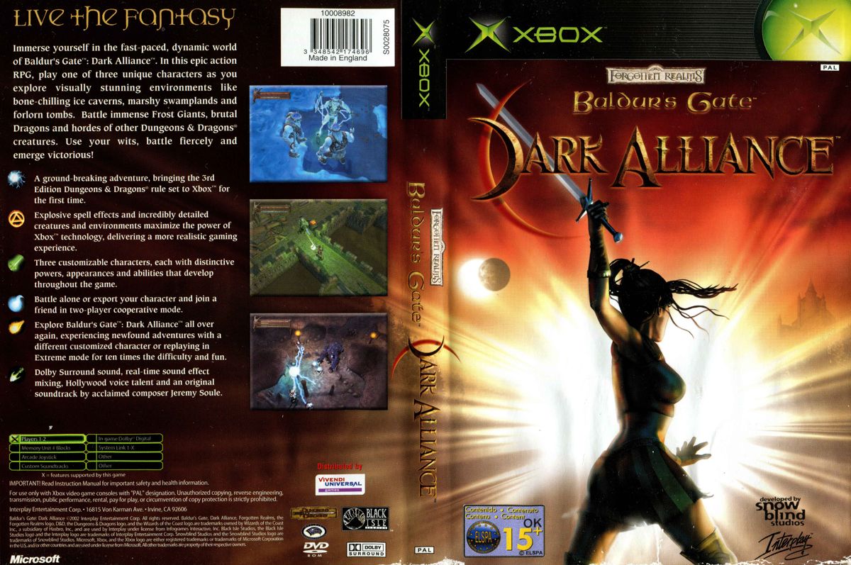 Baldur's Gate Dark Alliance box art for Xbox